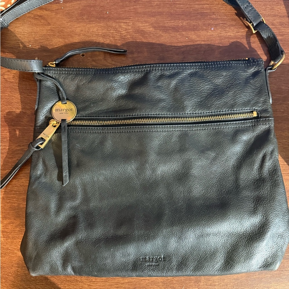 Margot Black Leather Crossbody Hobo Bag w/ Gold Hardware- Excellent Condition​